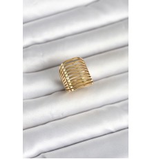 316L Çelik Gold Renk Plaka Model Kadın Yüzük - TJ-BYK4181