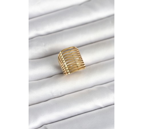 316L Çelik Gold Renk Plaka Model Kadın Yüzük - TJ-BYK4181
