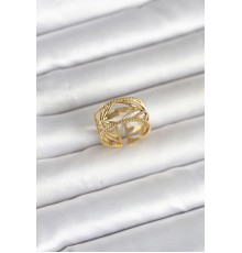 316L Çelik Gold Renk Başak Model Kadın Yüzük - TJ-BYK4182