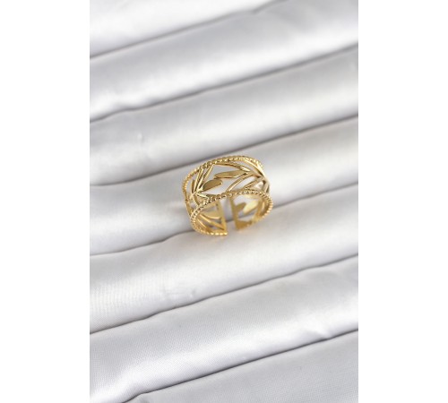 316L Çelik Gold Renk Başak Model Kadın Yüzük - TJ-BYK4182