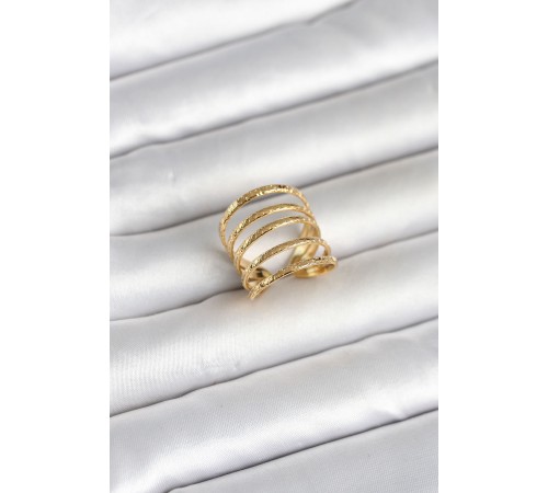 316L Çelik Gold Renk Sıralı Model Kadın Yüzük - TJ-BYK4183