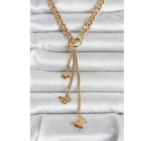 316L Çelik Gold Renk Sallantılı Kadın Kolye - TJ-BKO11043