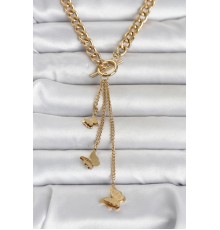 316L Çelik Gold Renk Sallantılı Kadın Kolye - TJ-BKO11043