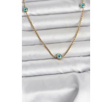 316L Çelik Gold Renk Nazarlı Model Kadın Kolye - TJ-BKO11044