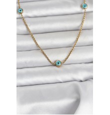 316L Çelik Gold Renk Nazarlı Model Kadın Kolye - TJ-BKO11044