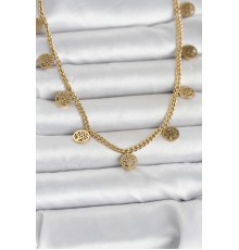 316L Çelik Gold Renk Yaşam Ağacı Model Kadın Kolye - TJ-BKO11045