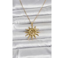 316L Çelik Gold Renk Bohem Güneş Model Kadın Kolye - TJ-BKO11047