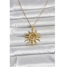316L Çelik Gold Renk Bohem Güneş Model Kadın Kolye - TJ-BKO11047