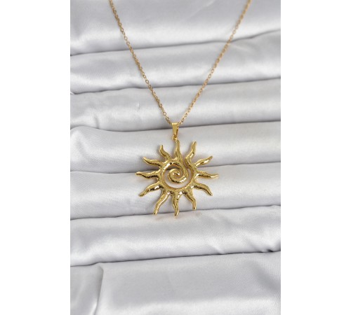 316L Çelik Gold Renk Bohem Güneş Model Kadın Kolye - TJ-BKO11047
