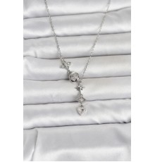 316L Çelik Gümüş Renk Zirkon Taşlı Y Kadın Kolye - TJ-BKO11052