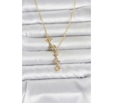 316L Çelik Gold Renk Zirkon Taşlı Y Kadın Kolye - TJ-BKO11053