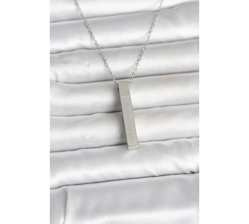 316L Çelik Gümüş Renk Ayetel Kürsi Yazılı Bar Çubuk Kolye - TJ-BKO11056