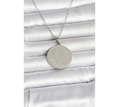 316L Çelik Gümüş Renk Ayetel Kürsi Yazılı Kolye - TJ-BKO11058