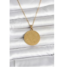 316L Çelik Gold Renk Ayetel Kürsi Yazılı Kolye - TJ-BKO11059