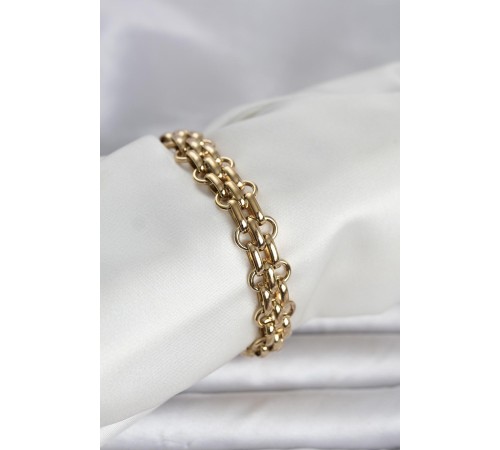 316L Çelik Gold Renk Hasır Zincir Model Kadın Bileklik - TJ-BB8381