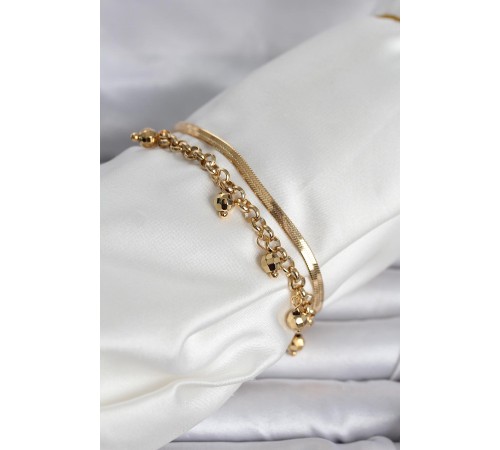 316L Çelik Gold Renk Dorika ve İtalyan Zincirli Model Kadın Bileklik - TJ-BB8386