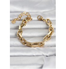 316L Çelik Gold Renk Kalın Zincirli Kadın Bileklik - TJ-BB8391