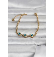 316L Çelik Gold Renk Nazarlı Kadın Bileklik - TJ-BB8392