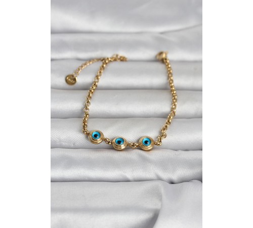 316L Çelik Gold Renk Nazarlı Kadın Bileklik - TJ-BB8392