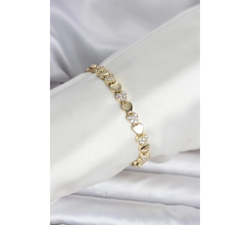 Pirinç Gold Renk Kalpli Model Kadın Bileklik - TJ-BB8394