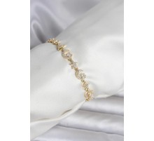 Pirinç Gold Renk Zirkon Taşlı Ay ve Yıldız Model Kadın Bileklik - TJ-BB8395