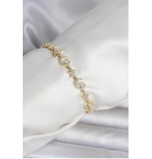 Pirinç Gold Renk Zirkon Taşlı Ay ve Yıldız Model Kadın Bileklik - TJ-BB8395