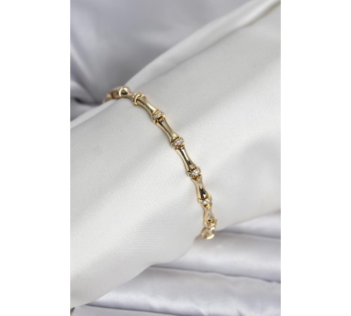 Pirinç Gold Renk Kemik Model Kadın Bileklik - TJ-BB8398