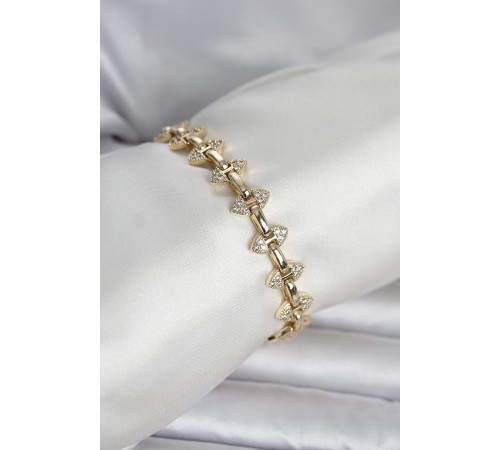 Pirinç Gold Renk Zirkon Taşlı Kadın Bileklik - TJ-BB8401