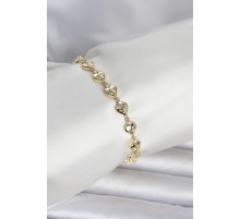 Pirinç Gold Renk Kalpli Kutup Yıldızı İşleme Kadın Bileklik - TJ-BB8402