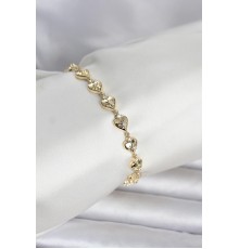 Pirinç Gold Renk Kalpli Kutup Yıldızı İşleme Kadın Bileklik - TJ-BB8402