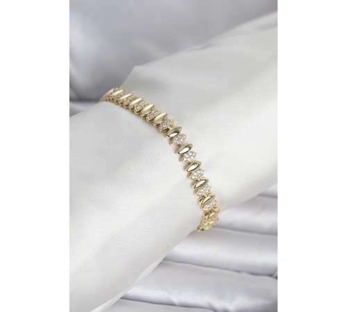 Pirinç Gold Renk Arpa Model Kadın Bileklik - TJ-BB8408