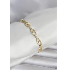 Pirinç Gold Renk Zirkon Taşlı Kadın Bileklik - TJ-BB8409