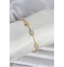Pirinç Gold Renk Yıldız Model Zirkon Taşlı Kadın Bileklik - TJ-BB8410