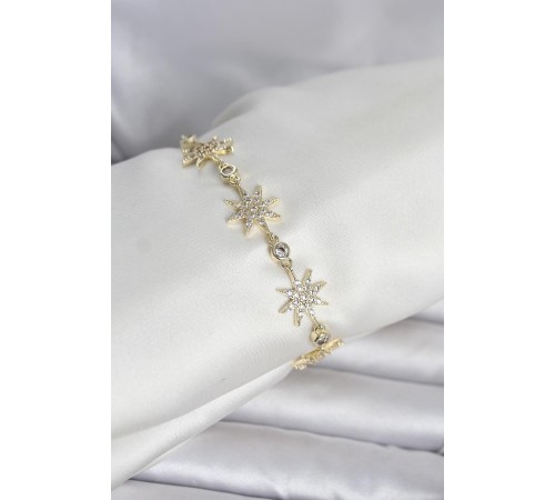 Pirinç Gold Renk Kutup Yıldızı Model Kadın Bileklik - TJ-BB8419