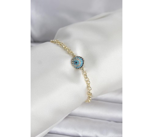 Pirinç Gold Renk Nazar Model Kadın Bileklik - TJ-BB8421