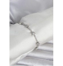 Pirinç Gümüş Renk Zirkon Taşlı Yıldız Model Kadın Bileklik - TJ-BB8424