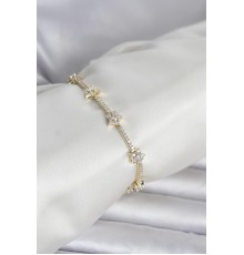 Pirinç Gold Renk Zirkon Taşlı Yıldız Model Kadın Bileklik - TJ-BB8425