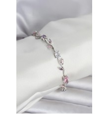 Pirinç Gümüş Renk Çiçek Sarmaşık Model Kadın Bileklik - TJ-BB8432