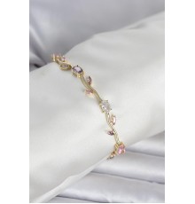 Pirinç Gold Renk Çiçek Sarmaşık Model Kadın Bileklik - TJ-BB8433