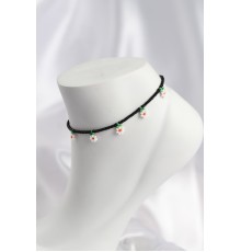 Siyah Renk Boncuklu Papatya Motifli Halhal - TJ-HH1665