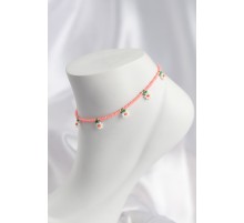 Pembe Renk Boncuklu Papatya Motifli Halhal - TJ-HH1668