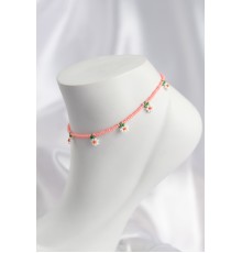 Pembe Renk Boncuklu Papatya Motifli Halhal - TJ-HH1668