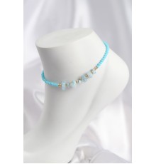 Turkuaz Renk Boncuklu Doğaltaş Görünümlü Halhal - TJ-HH1671