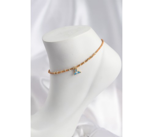 Kahverengi Miyuki Boncuklu Balık Kuyruğu Motifli Halhal - TJ-HH1672