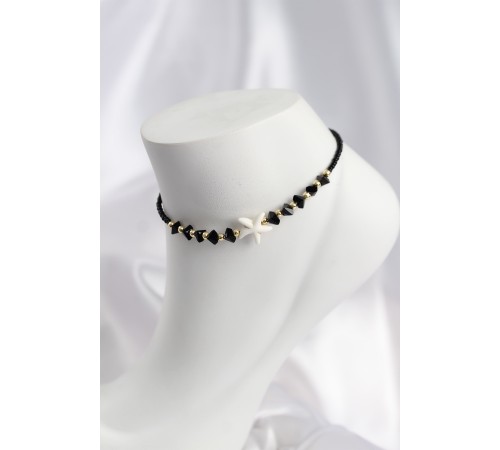 Siyah Renk Deniz Yıldızı Motifli Halhal - TJ-HH1674