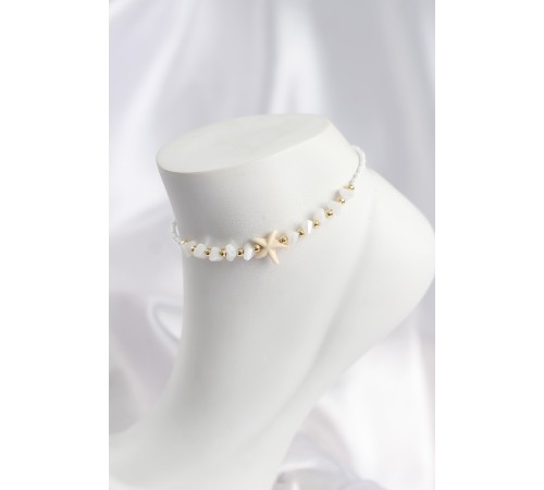 Beyaz Renk Deniz Yıldızı Motifli Halhal - TJ-HH1677