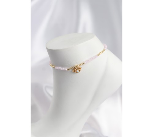 Pembe Renk Boncuklu Nazarlı Göz Figürlü Halhal - TJ-HH1679