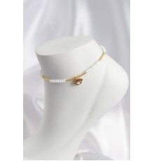 Beyaz Renk Boncuklu Nazarlı Göz Figürlü Halhal - TJ-HH1682