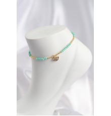 Su Yeşili Renk Boncuklu Nazarlı Göz Figürlü Halhal - TJ-HH1683