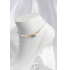 Beyaz ve Karışık Renk Boncuklu Balık Figürlü Halhal - TJ-HH1686